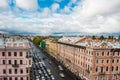 Saint Petersburg, view to Nevsky Prospect from roof top, downtown, old town of St.Petersburg
