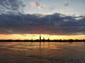 Saint-Petesburg. Neva river. Sunset. Evening. Petropavlovskaya fortress.