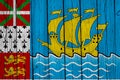 Saint Pierre Et Miquelon Flag Over Wood Planks