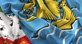 Saint Pierre and Miquelon Flag Ruffled Beautifully Waving Macro