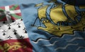 Saint Pierre and Miquelon Flag Rumpled Close Up