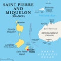 Saint Pierre and Miquelon, overseas collectivity of France, political map Royalty Free Stock Photo