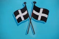 The Cornish flag on a fishing boat in Cornwall, Southwest England