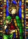 Saint Pope, stained glass window in the Basilica di Santa Croce in Florence