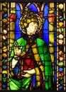 Saint Pope, stained glass window in the Basilica di Santa Croce in Florence