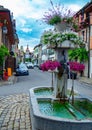 Saint-Prex, Switzerland - June 19th 2020: Historic centre with fountain