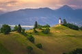 Saint Primoz church on the mountain ridge, near Jamnik, Slovenia