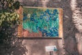 Saint-Remy-de-Provence, France, September 24, 2018: Reproduction of Van Gogh painting Irises