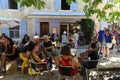 View of tourists eating in creperie Lou Planet , Saint Remy en Provence, France Royalty Free Stock Photo