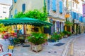 SAINT REMY EN PROVENCE, JUNE 21, FRANCE 2017: View of a narrow street in Saint Remy en Provence, France Royalty Free Stock Photo