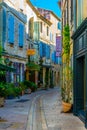 SAINT REMY EN PROVENCE, JUNE 21, FRANCE 2017: View of a narrow street in Saint Remy en Provence, France Royalty Free Stock Photo