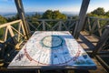 Saint Rigaud mountain and his observation tower, Le Beaujolais, France Royalty Free Stock Photo