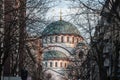 Saint Sava Cathedral Temple Hram Svetog Save in the afternoon seen fron the nearby streets.