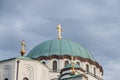 Saint Sava Cathedral Temple Hram Svetog Save with a focus on its cupola and its dome. Royalty Free Stock Photo