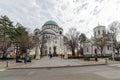 Saint Sava Cathedral Temple Hram Svetog Save and the statue dedicated to Sveti Sava in Belgrade, Serbia