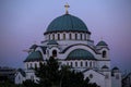 Saint Sava temple and beautiful purple sky at twilight , Belgrade