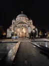 Saint Sava Temple Belgrade Serbia at night Royalty Free Stock Photo