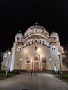 Saint Sava Temple Belgrade Serbia at night entrance Royalty Free Stock Photo