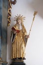 St Scholastica, altar statue in the church of St Agatha in Schmerlenbach, Germany