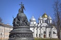 Saint Sophia Cathedral and Monument to the Thousand Years of Russia (Millennium of Russia, 1862). Royalty Free Stock Photo