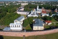 Saint Sophia Cathedral and Novgorod Kremlin aerial photography. Veliky Novgorod Russia Royalty Free Stock Photo