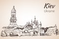 Saint Sophia Cathedral sketch Kiev. Kiev-Pechersk Lavra Royalty Free Stock Photo