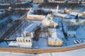 Saint Sophia Cathedral, Veliky Novgorod on a January afternoon shooting from a quadcopter. Russia Royalty Free Stock Photo