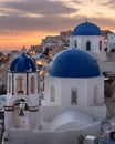 Saint Spyridon Church and Anastasis Church in the Morning, Oia,