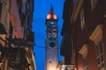 Saint Spyridon Church, a Greek Orthodox church located in Corfu, Kerkyra old town, Ionion Islands, Greece, summer sunny day, Royalty Free Stock Photo