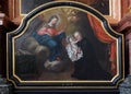 Saint Stanislaus Kostka reciving the infant Jesus, Adoration of the Magi altar in Jesuit church of St. Francis Xavier in Lucerne Royalty Free Stock Photo