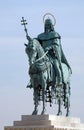 Saint Stephen at the Fishermans Bastion on the Castle hill in Budapest Royalty Free Stock Photo