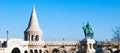 Saint Stephen I mounted statue- the first king of Hungary at Fisherman`s Bastion in Budapest Royalty Free Stock Photo