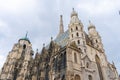 Saint Stephen`s Cathedral Stephansdom. Colorful roof and tower. Archtecture photo. Wien. Vienna. Austria. Royalty Free Stock Photo