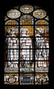 Saint Sulpitius, stained glass window in the Saint Augustine church in Paris Royalty Free Stock Photo