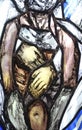 Saint Teresa of Calcutta, detail of stained glass window in St. John church in Piflas, Germany Royalty Free Stock Photo