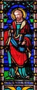 Saint Thomas the Apostle, stained glass window in the San Michele in Foro church in Lucca, Italy