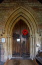 Saint Thomas Church Door with Knitted Poppies Display