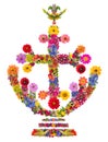 The ancient cross used by Saint Thomas Christians from flowers isolated