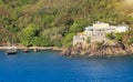 Saint Thomas Island and Charlotte Amalie bay panoramic view at sunset a popular destination for Caribbean cruises and Royalty Free Stock Photo