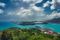 Saint Thomas / US Virgin Islands - October 31.2007: Aerial view of the Charlotte Amalie port with cruise ships docked. Royalty Free Stock Photo