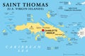 Saint Thomas, United States Virgin Islands, political map Royalty Free Stock Photo