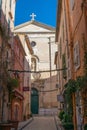 Saint Trope church narrow street Royalty Free Stock Photo