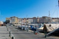 Saint Trope harbor with houses and ships