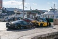 Saint Trope harbor with luxury cars