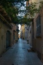 Saint Trope narrow street with plants Royalty Free Stock Photo