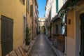 Saint Trope narrow street with plants Royalty Free Stock Photo