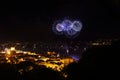 Firework in Saint-Tropez - Frenche Riviera - Global view of the village at sunset