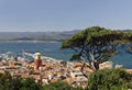 Saint Tropez, look on Gulf of St Tropez with parish church, Cote d'Azur, Southern France