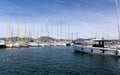 Saint Tropez, marina with yachts and sailing boats on Cote d'Azur, French Riviera Royalty Free Stock Photo