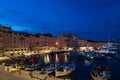 The port of Saint-Tropez, France photographed at night